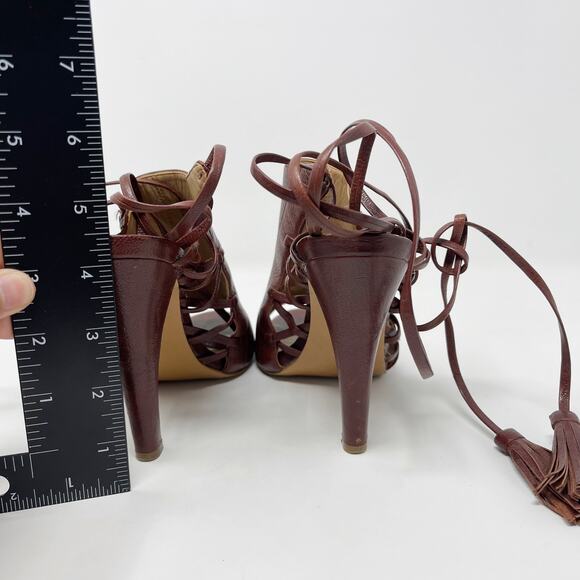 Banana Republic Womens 6.5 Brown Leather Deborah Lace Up Heels Cognac Gladiator - Picture 11 of 12